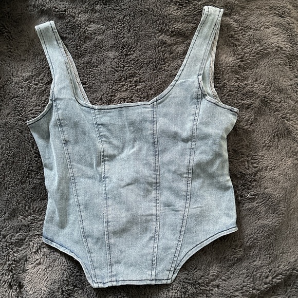 denim corset top with zipper - Picture 1 of 2